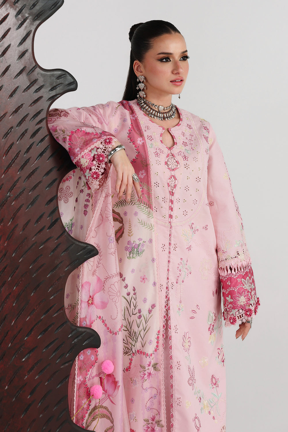 AA1 Original Qalamkar brand stitched 3-piece Luxury Lawn with soft silk printed Dupatta Emberoidered embellished Dress.