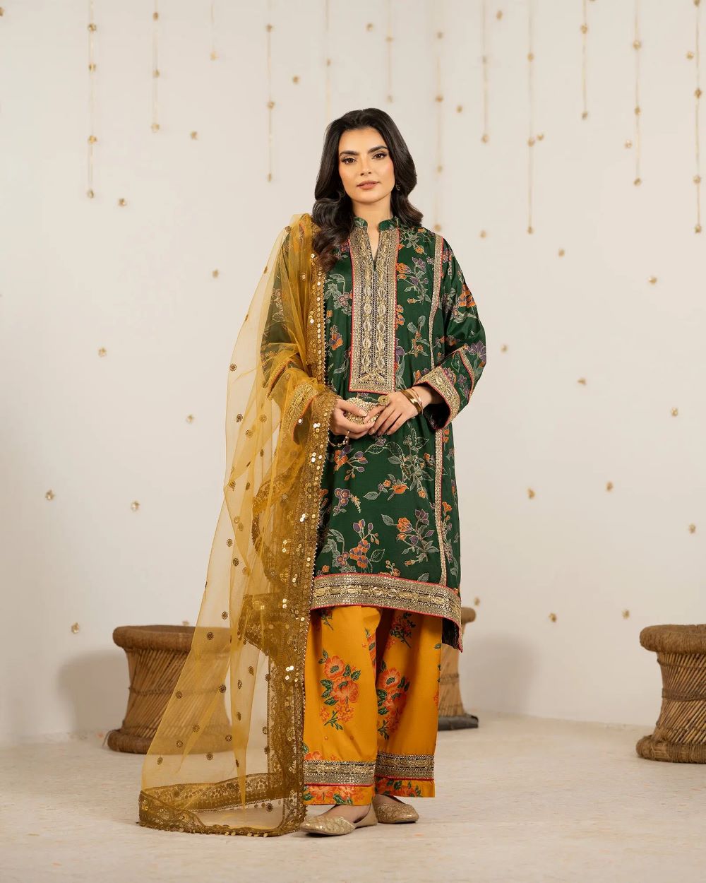 AA1 Original by shahposh brand stitch 3-piece rawsilk material with soft net dupata