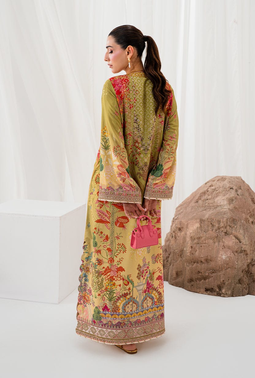 AA1 Original brand stitched  crepe silk 3piece suit with silk embroidered Dupata