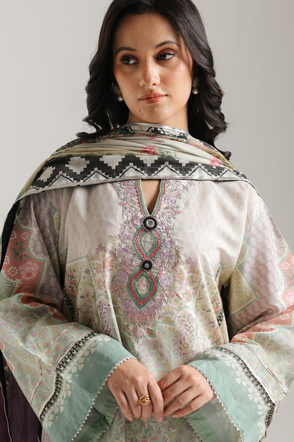 -1 Ethnic original 3-piece summer wear embroidered suit