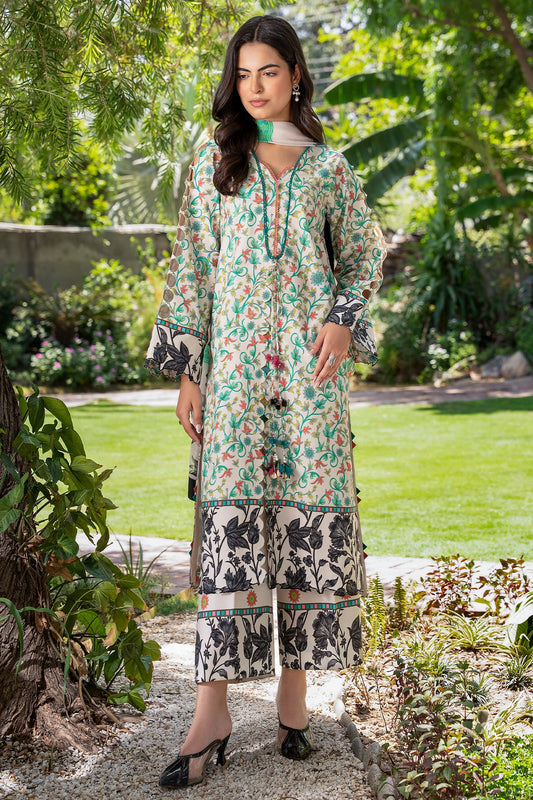 01 Chrizma original brand stitched 3-piece summer wear lawn embroidered with chiffon dupata