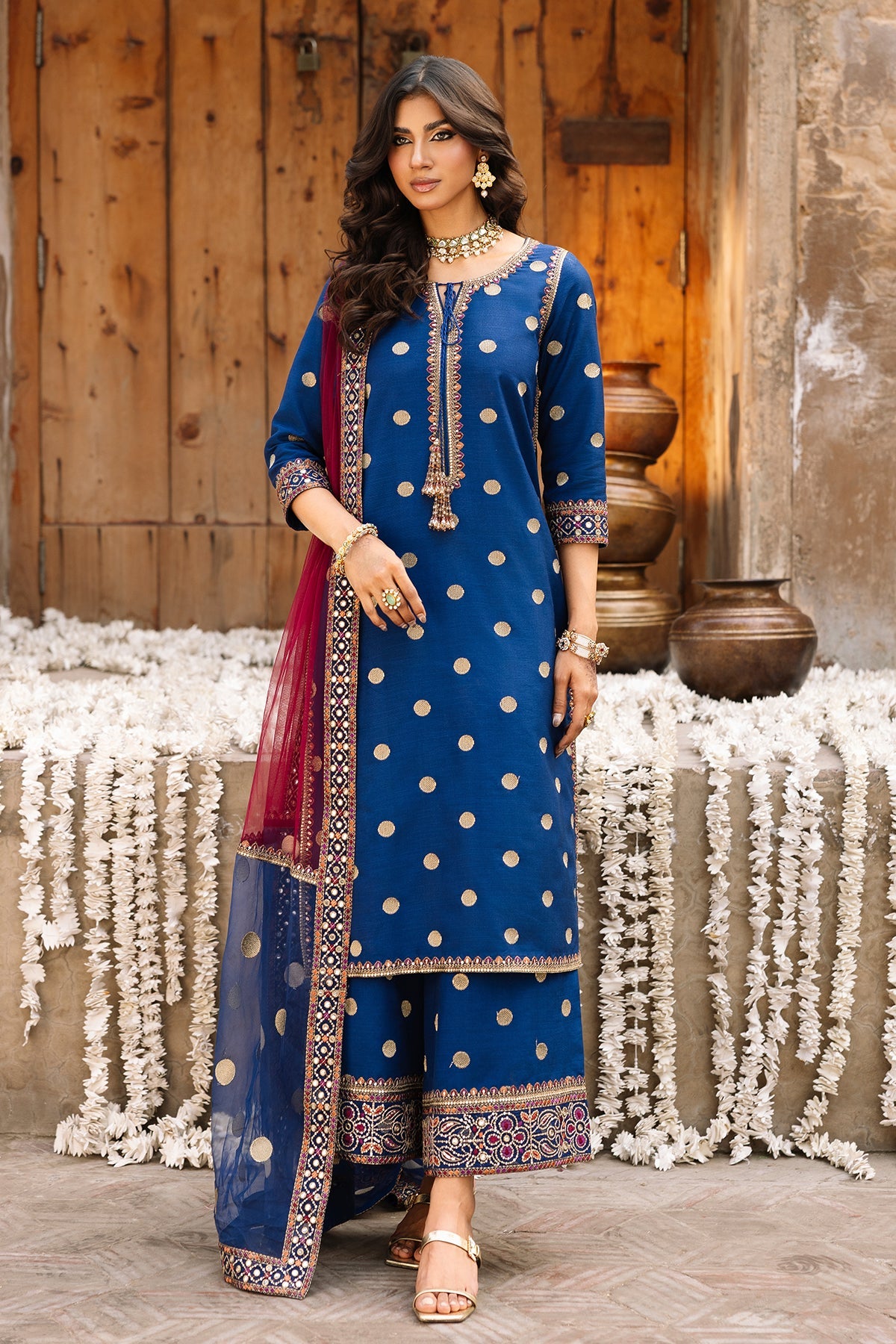 charizma Original ready to wear by brand embroidered raw silk with net embroidered dupata