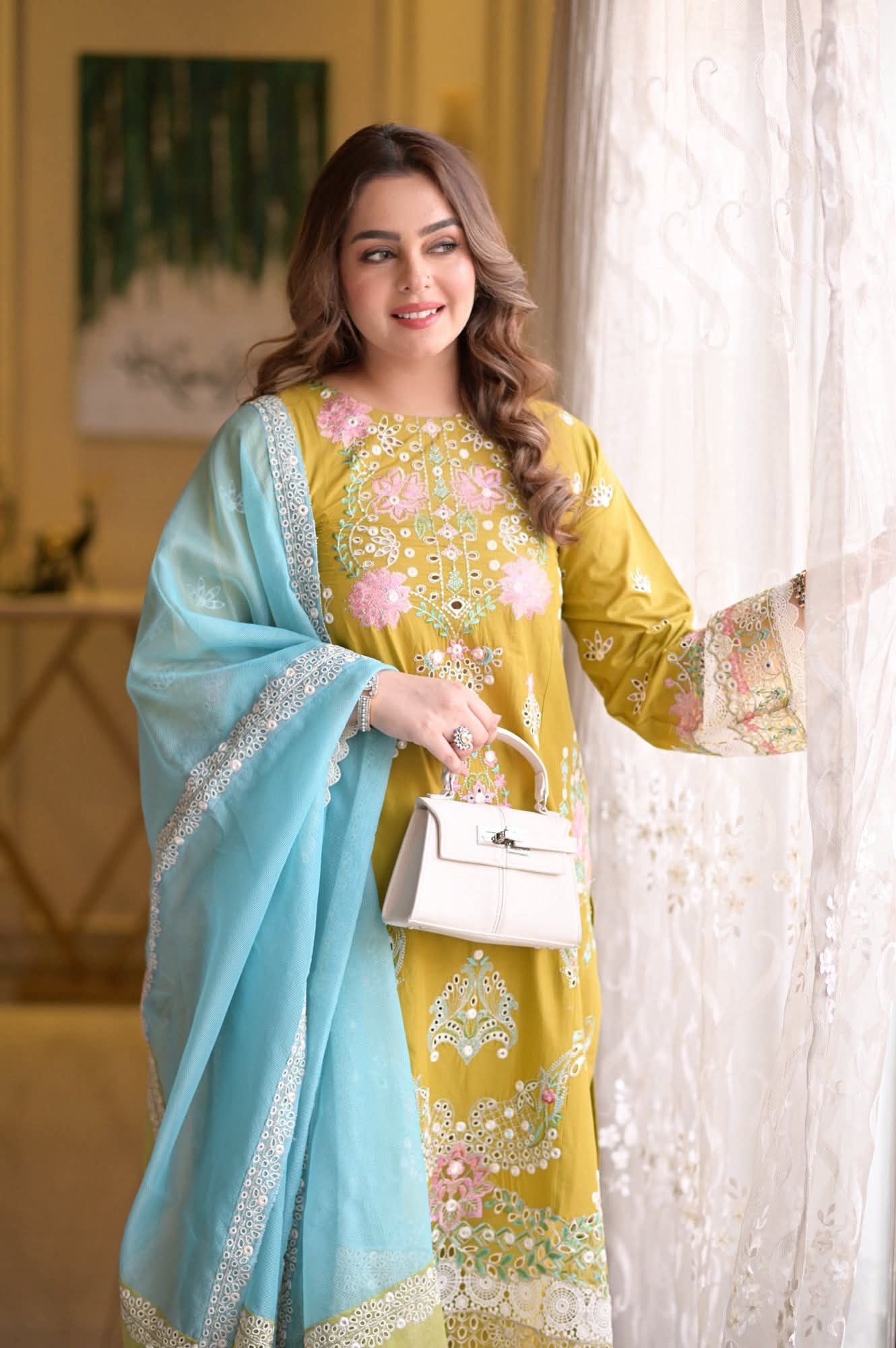 Aneela’s Premium Embroidered Lawn Suit | Original Design with Cotton Net Dupatta