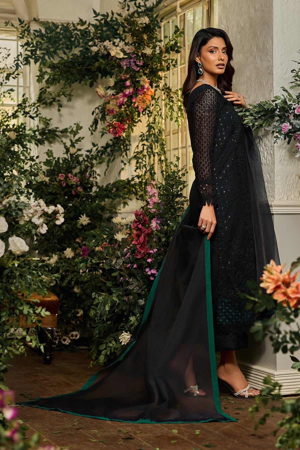 A1 Charizma brand Stitched original luxury embroidered Cline chiffon collection with organza dupata embroidered same like pic