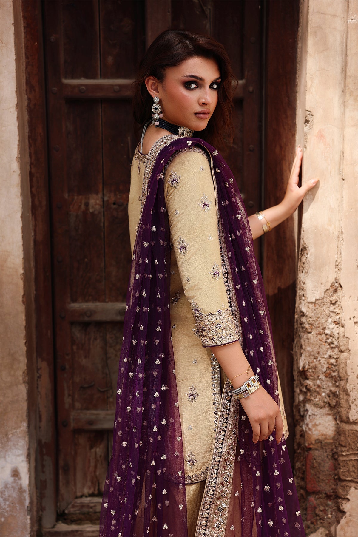AAA Charizma Original read to wear collection raw silk material with soft net dupata