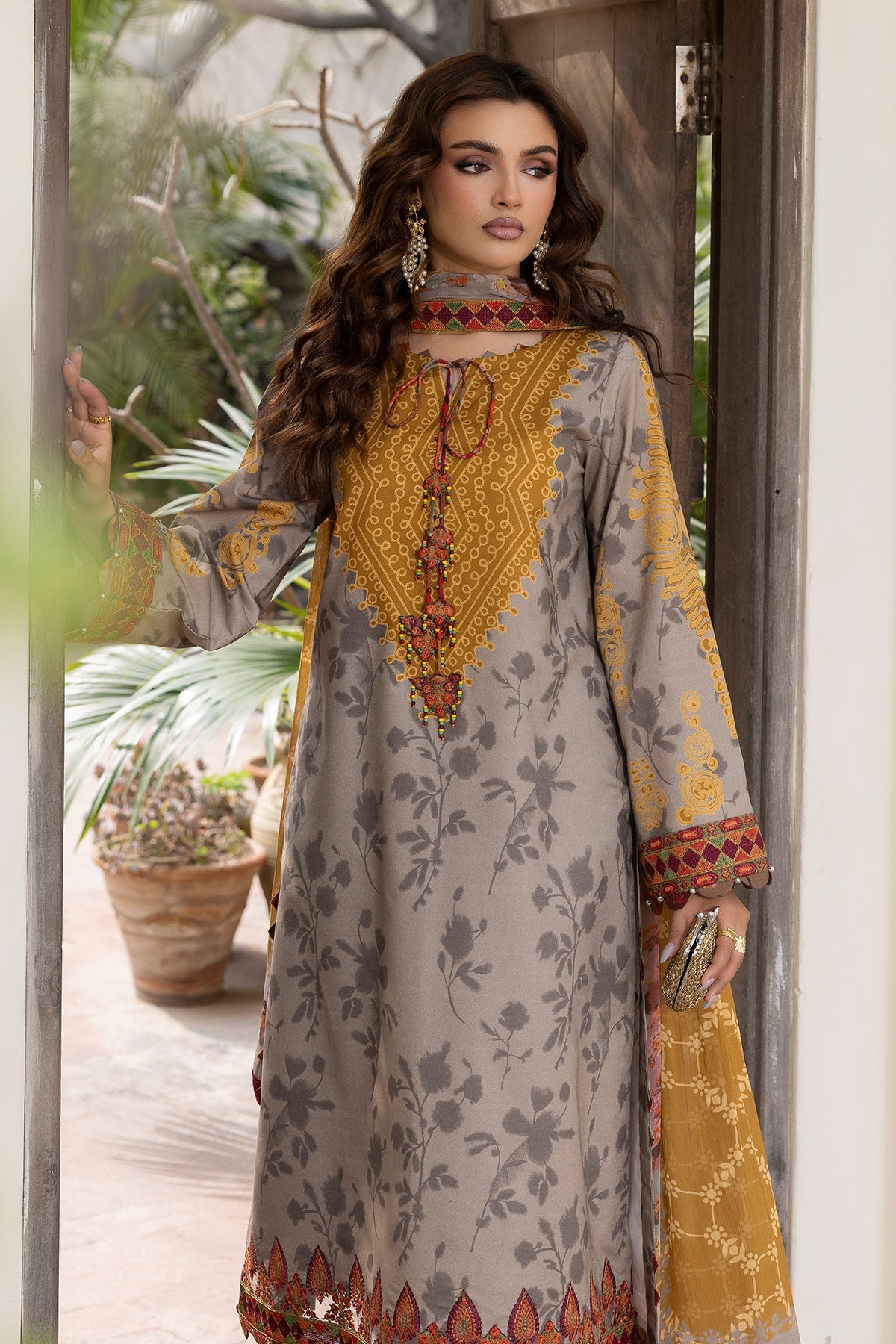AA1 Original by charizma 3-piece brand stitched embroidered Lawn with chiffon Dupata