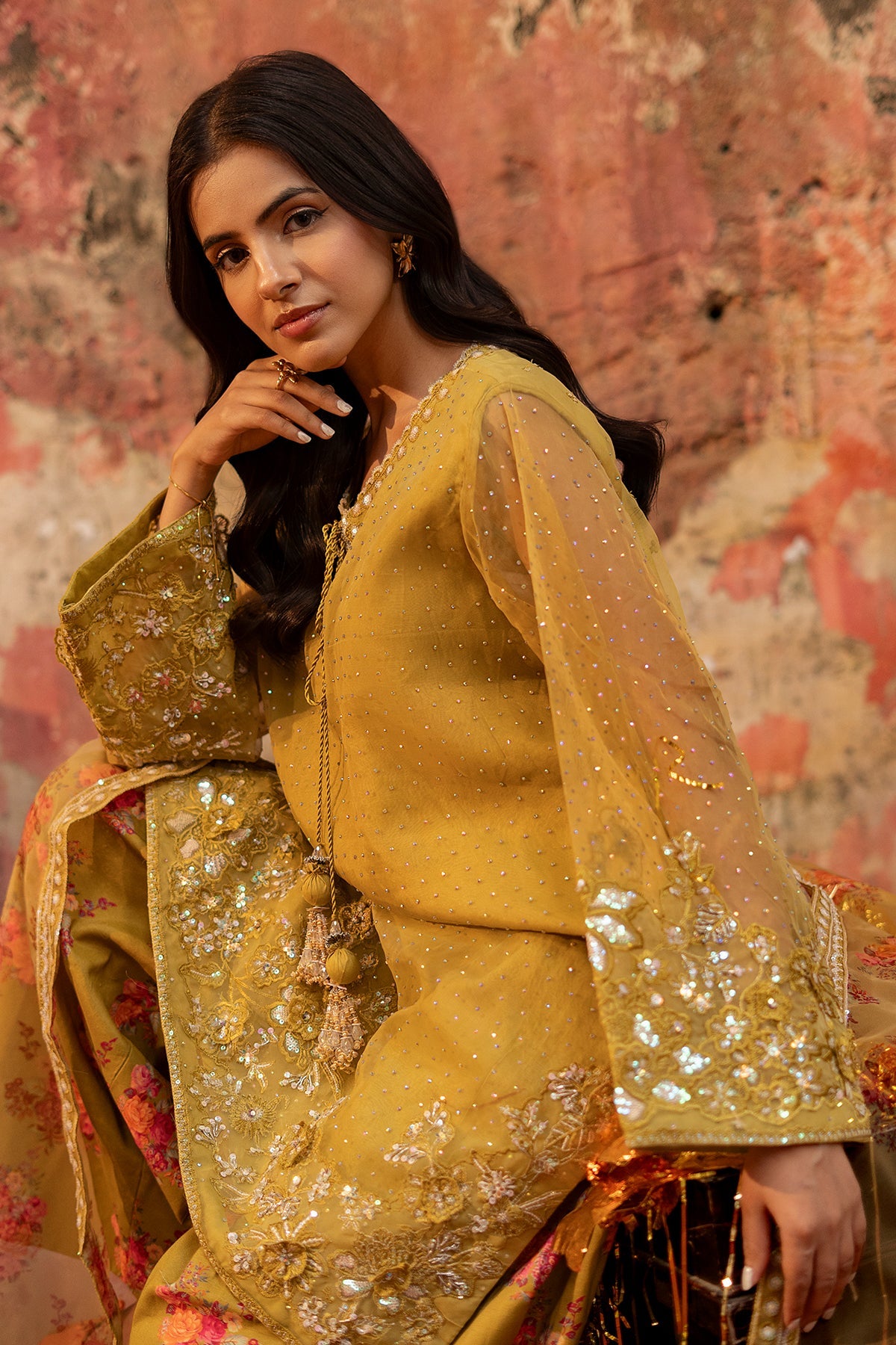 Charizma Original Embroidered with adda work details 3-piece ready to wear