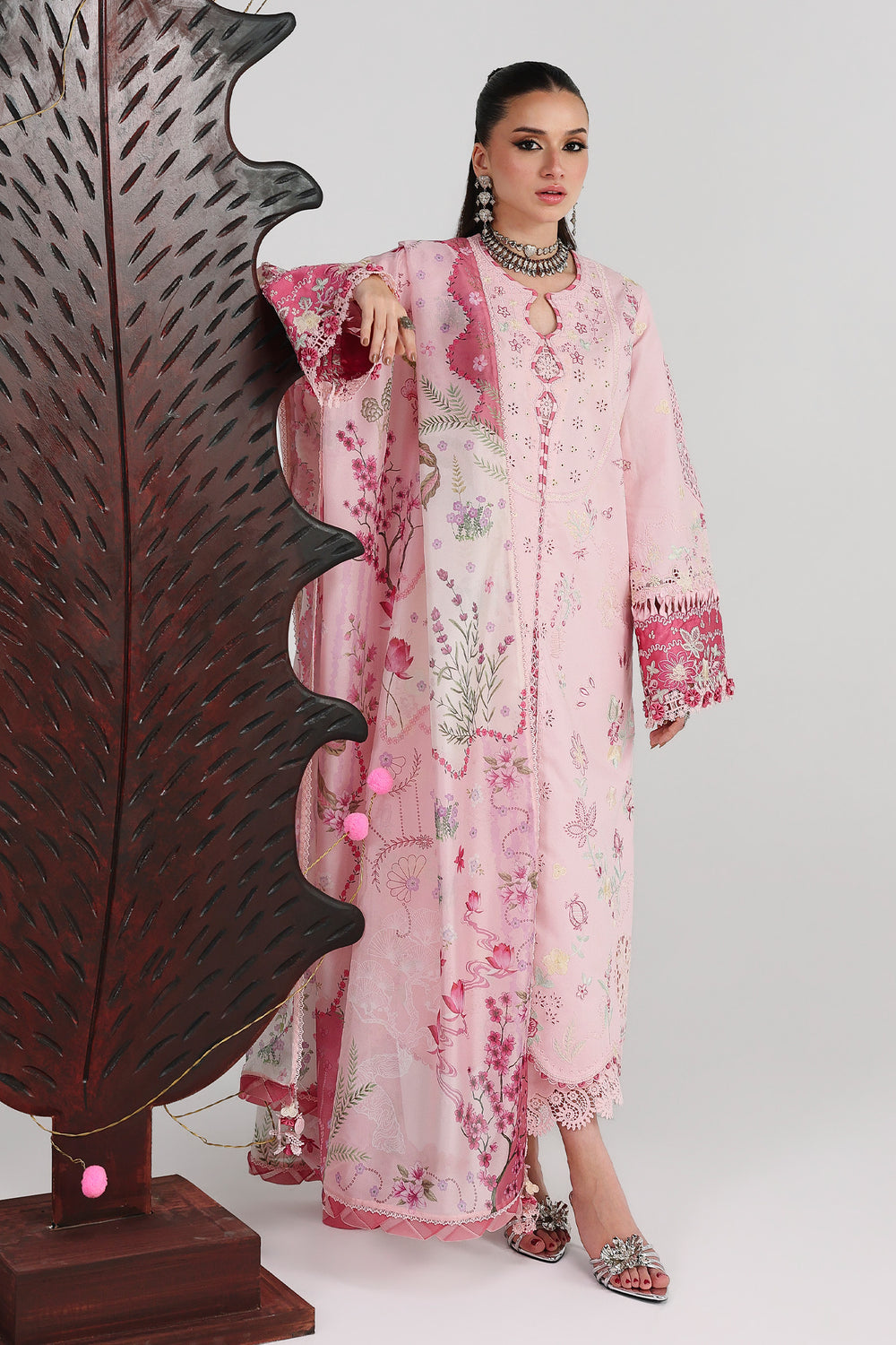 AA1 Original Qalamkar brand stitched 3-piece Luxury Lawn with soft silk printed Dupatta Emberoidered embellished Dress.
