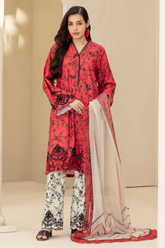 Adan libas slub fabric winter wear 3-piece with chiffon dupata kameez Length 40" as it is model pic