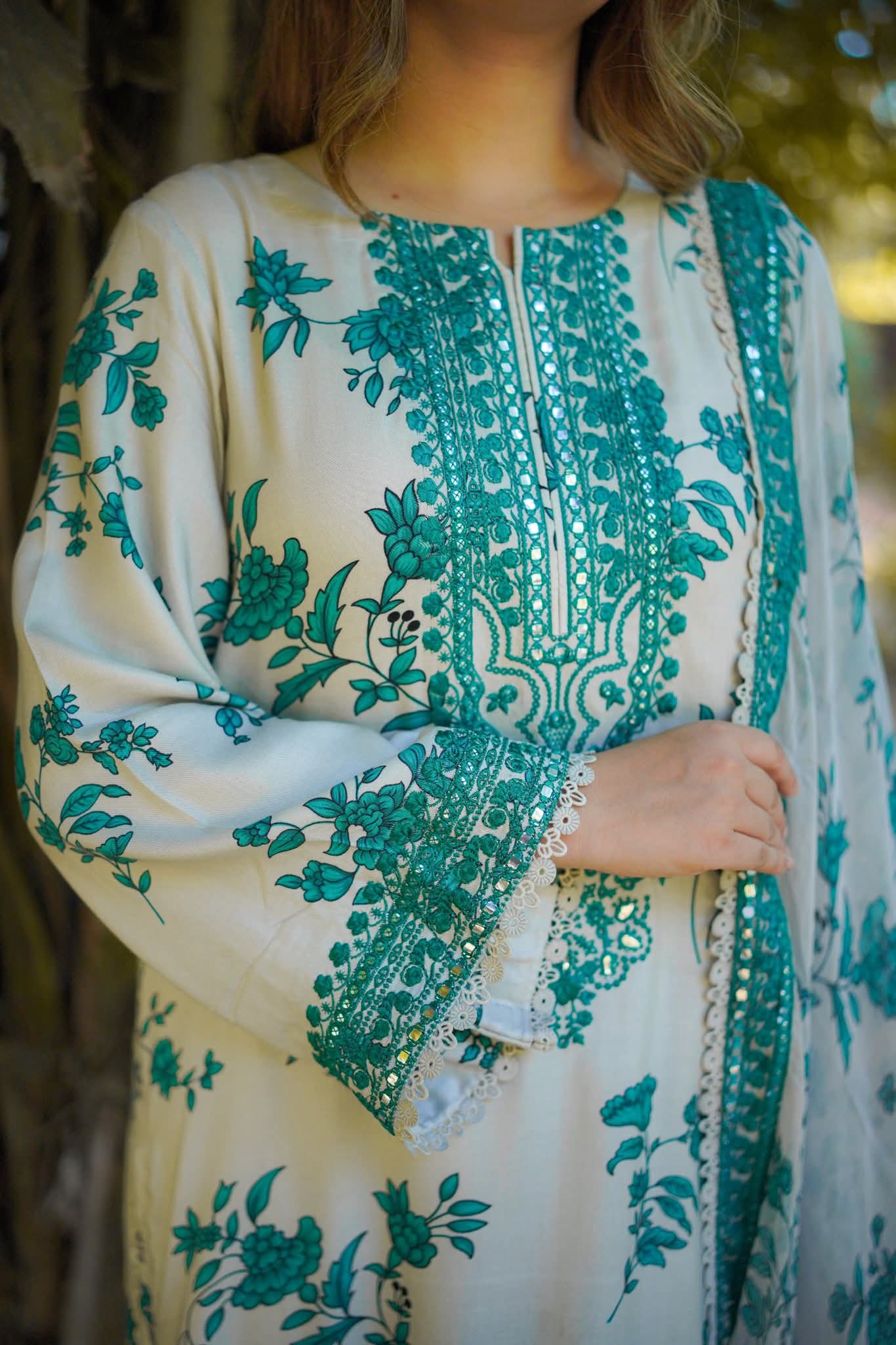 Aneela's original winter wear kotrai fabric with chiffon dupata
