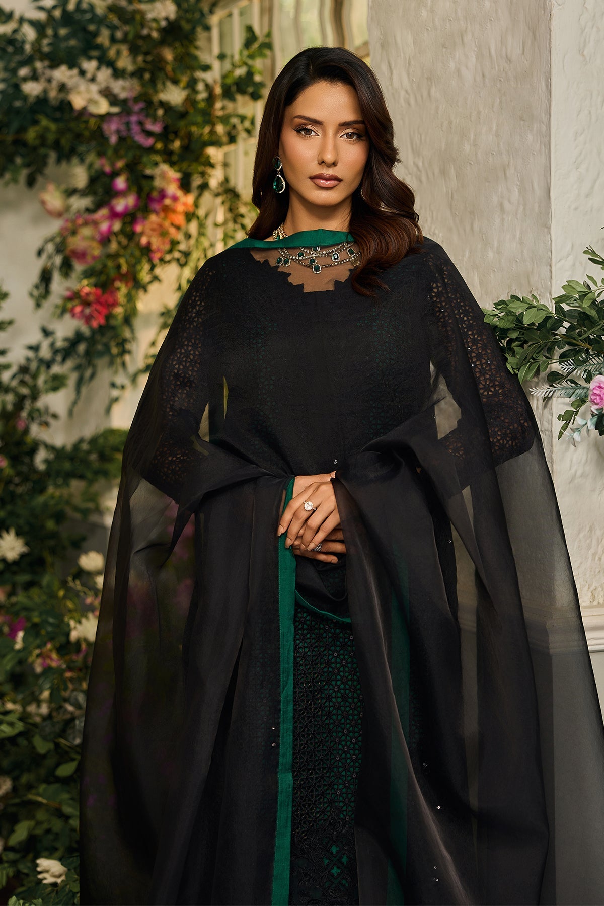 A1 Charizma brand Stitched original luxury embroidered Cline chiffon collection with organza dupata embroidered same like pic