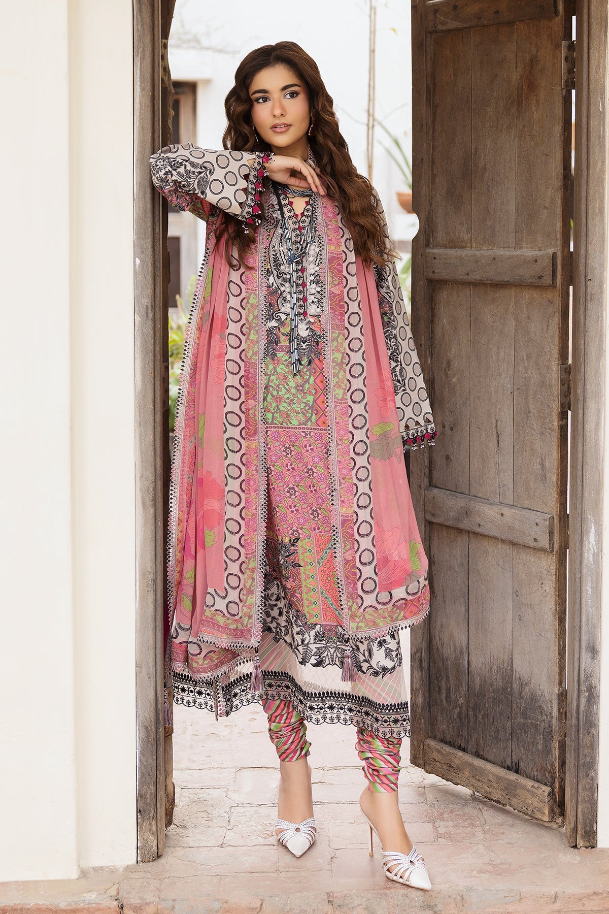AA1 Charizma Original Brand stitched Embroidered Lawn 3-piece  with chiffon dupata