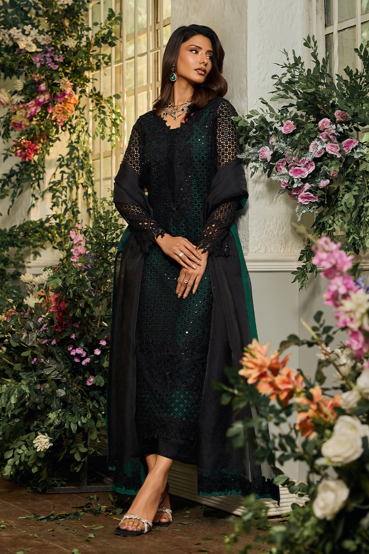 A1 Charizma brand Stitched original luxury embroidered Cline chiffon collection with organza dupata embroidered same like pic