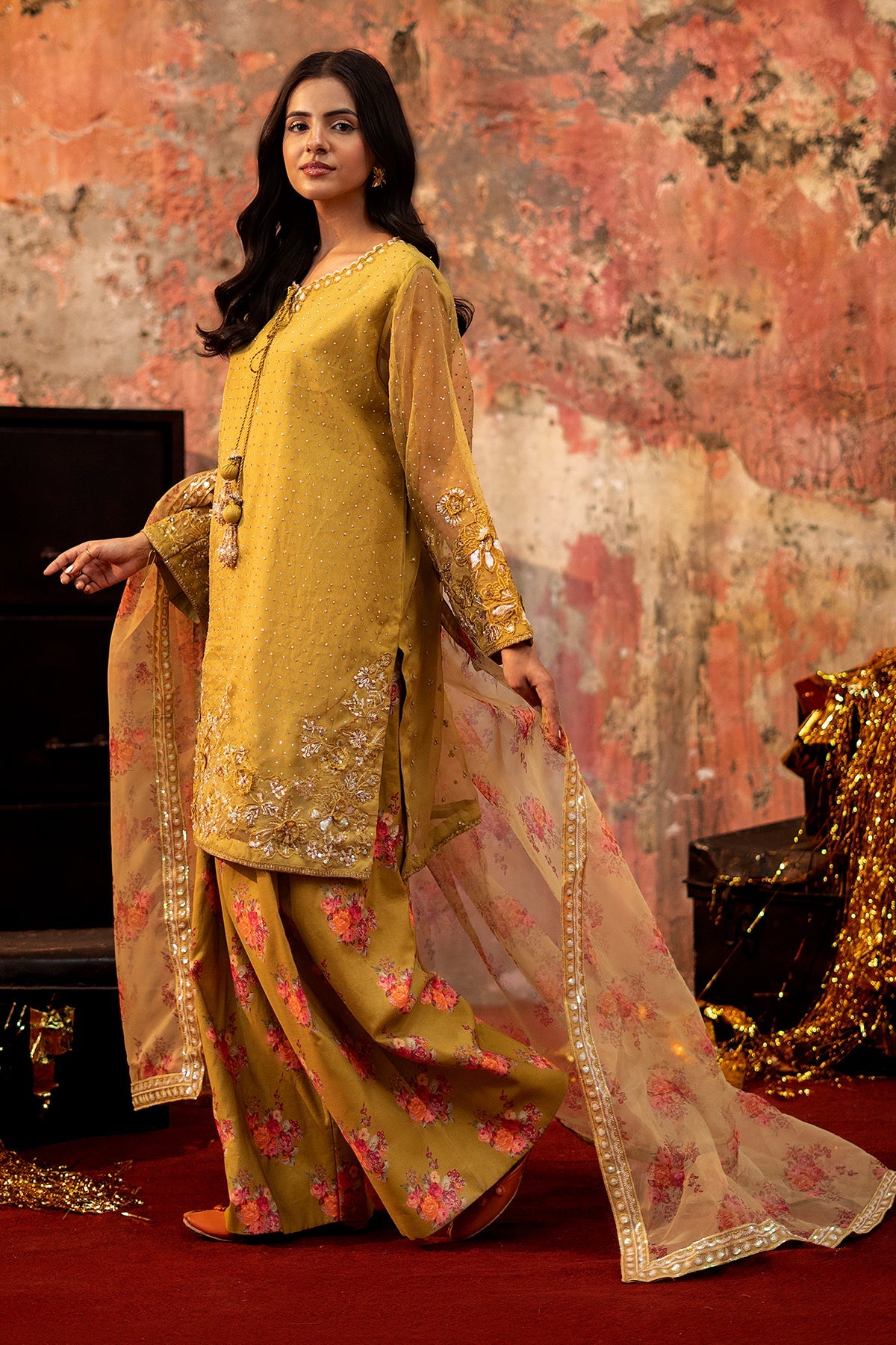 Charizma Original Embroidered with adda work details 3-piece ready to wear