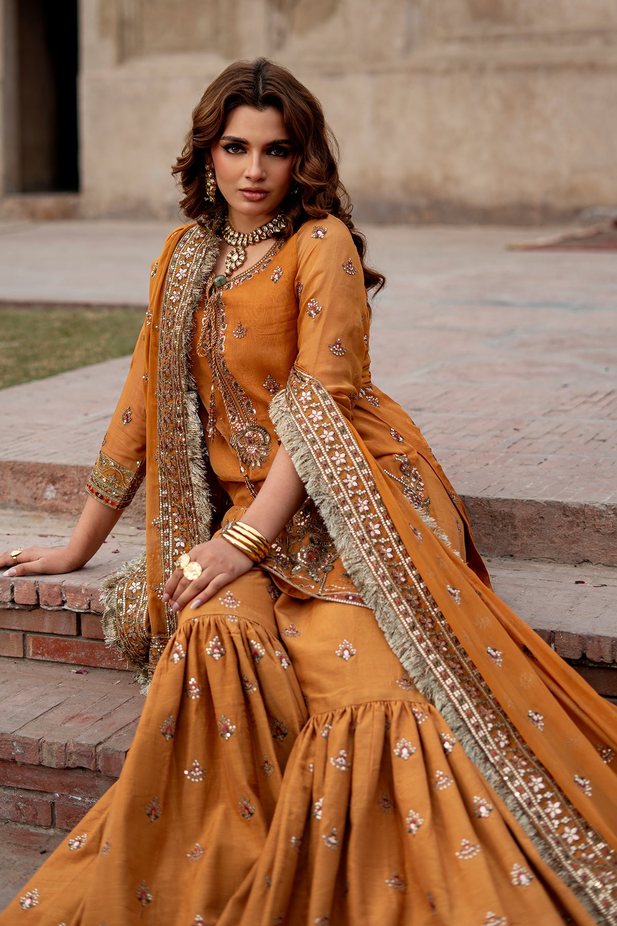 AAA Charizma original Eid Collection chiffon fabric gharara raw silk collection