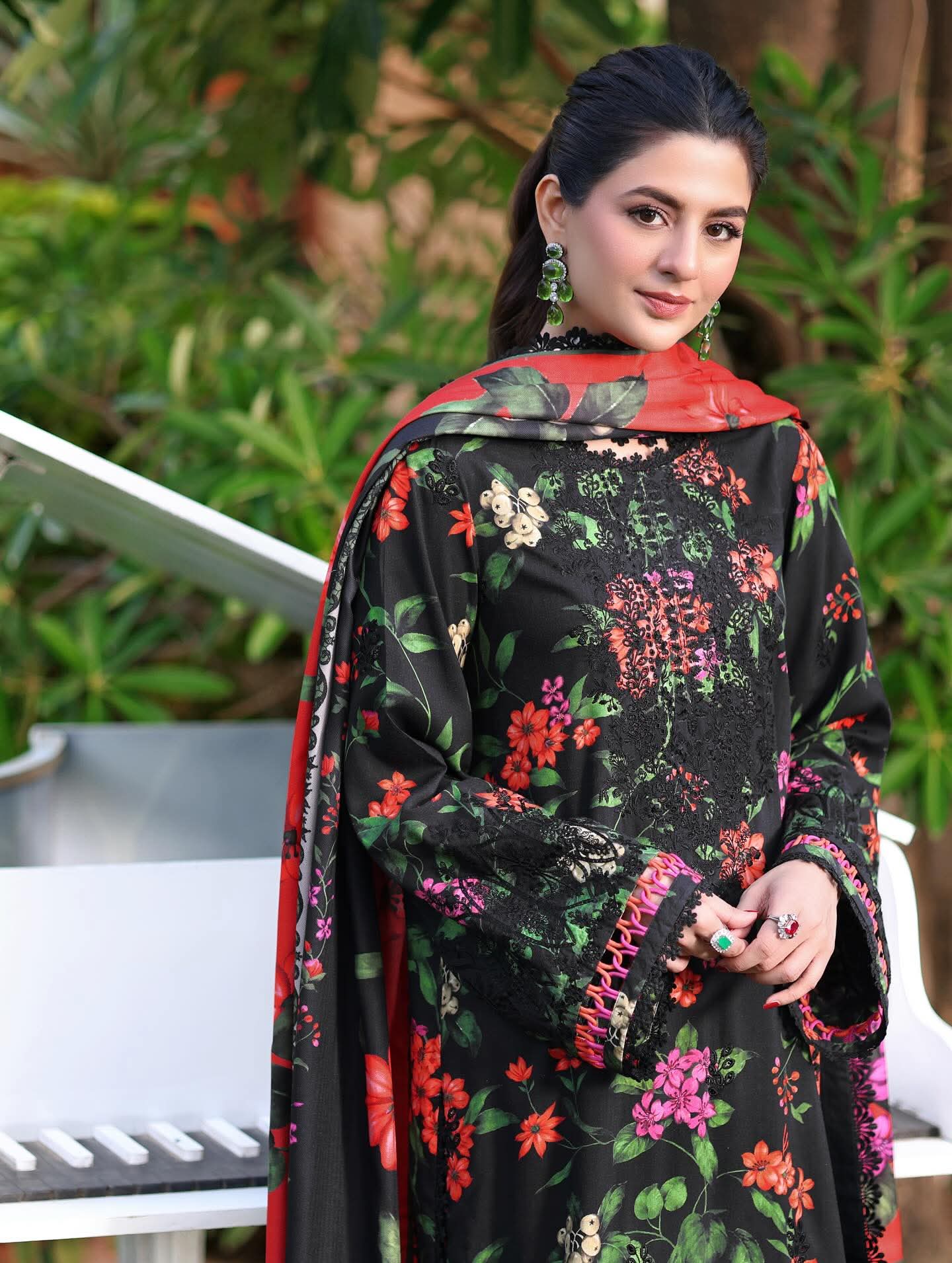 Original by aneela's Embroidered Linen with shawl