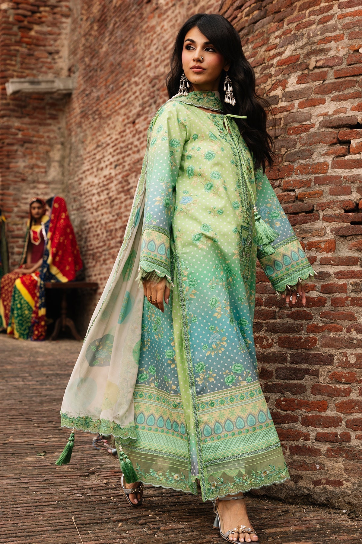 Charizma Original 3-piece brand stitched suit embroidered with chiffon dupata