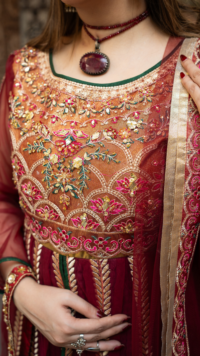 Original by Zahra ahmad brand Masoori and net fabric with net fabric dupata 2-piece