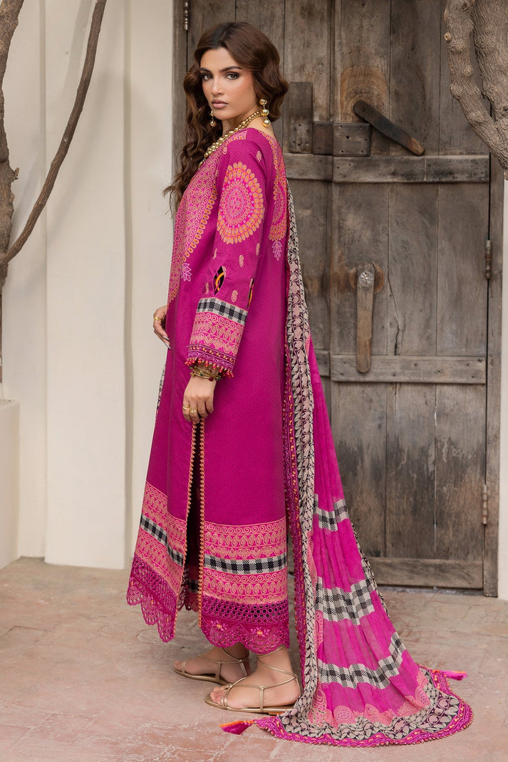 Charizma Original Brand stitched 3-piece Lawn embroidered suit with chiffon dupata