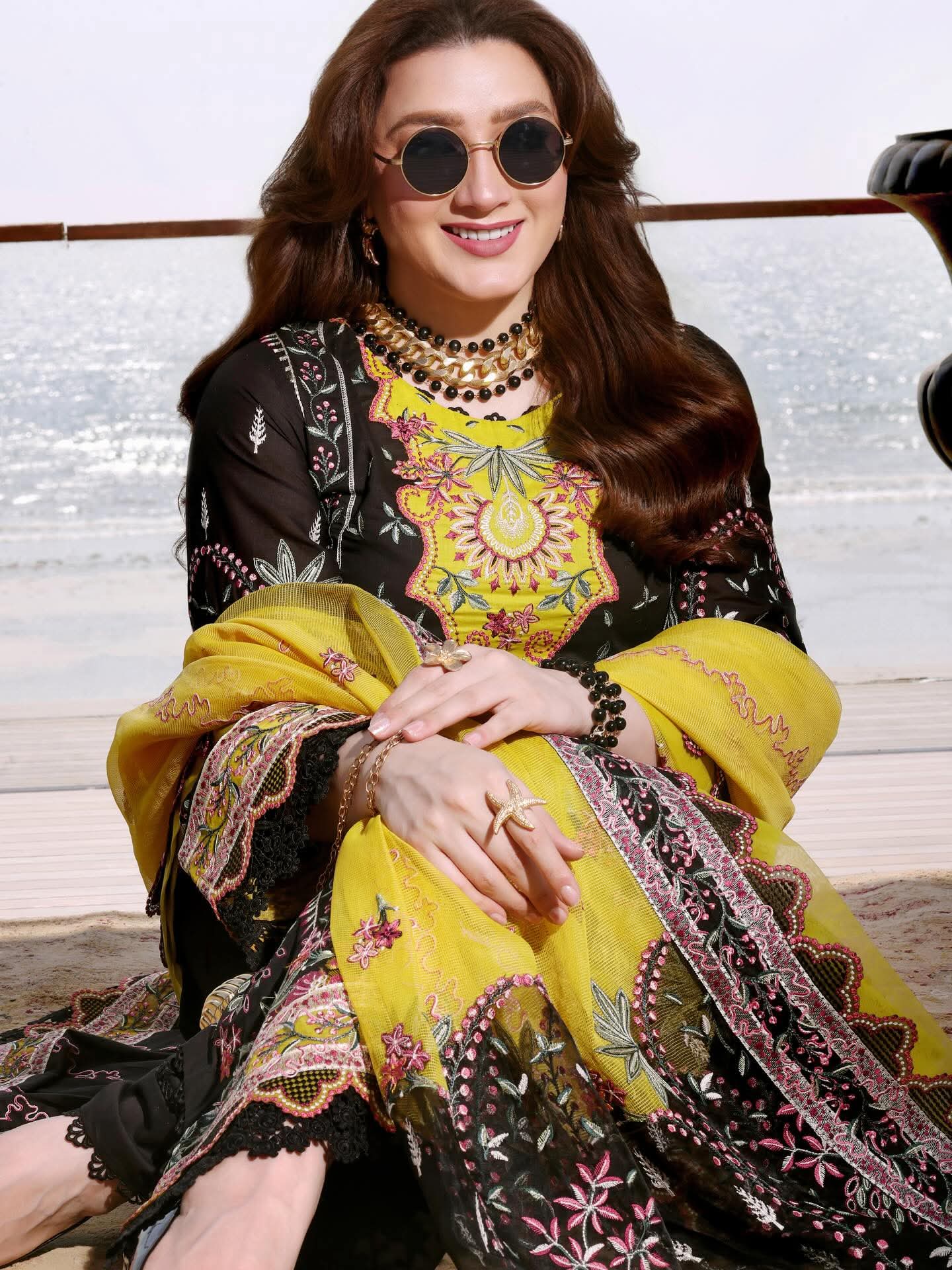 Aneela's original luxury summer wear embroidered with cotton net dupata