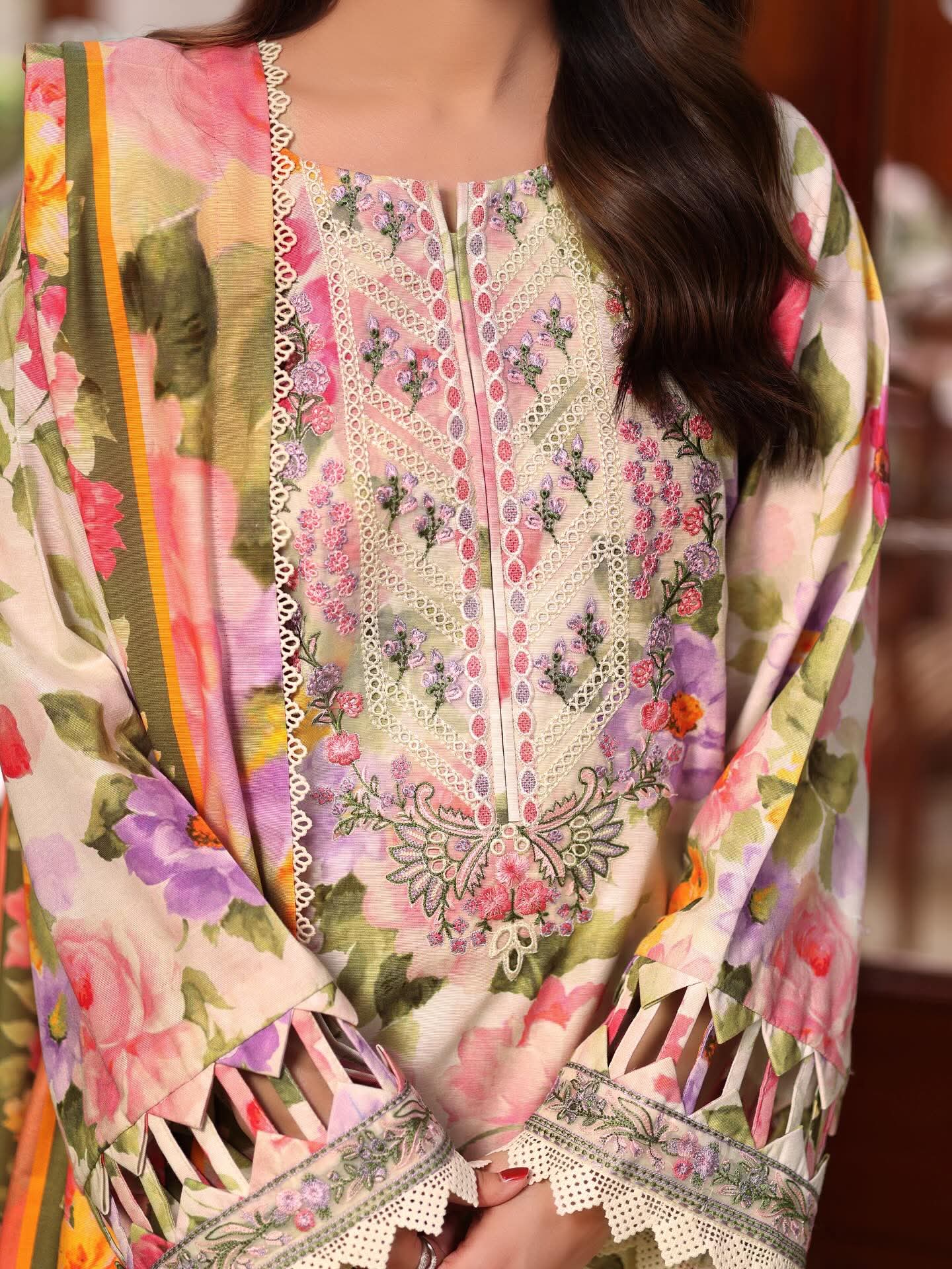 Aneela's original khaddar 3-piece suit with khaddar dipatta