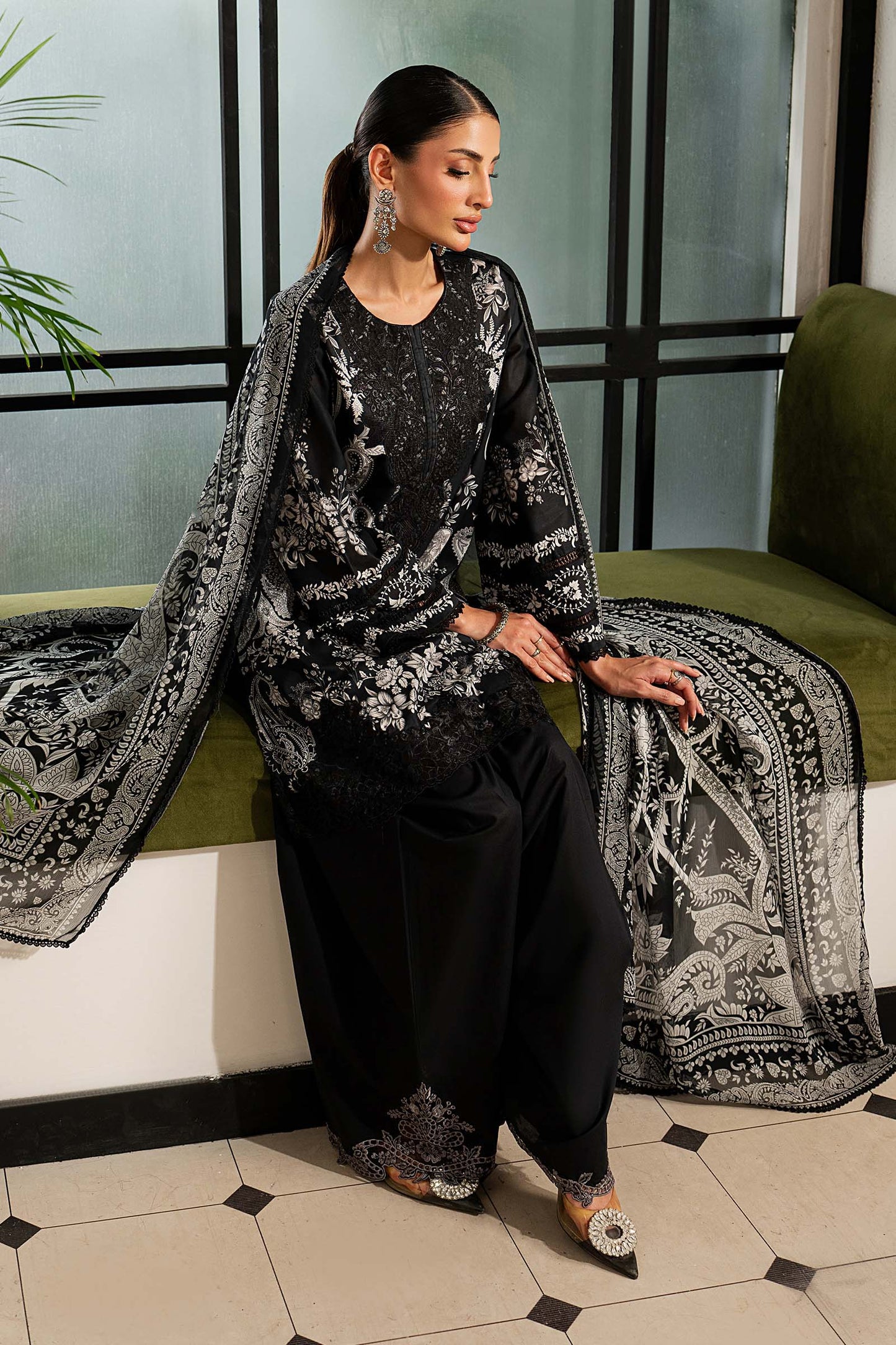 3-Piece Embroidered Lawn suit by Maria B