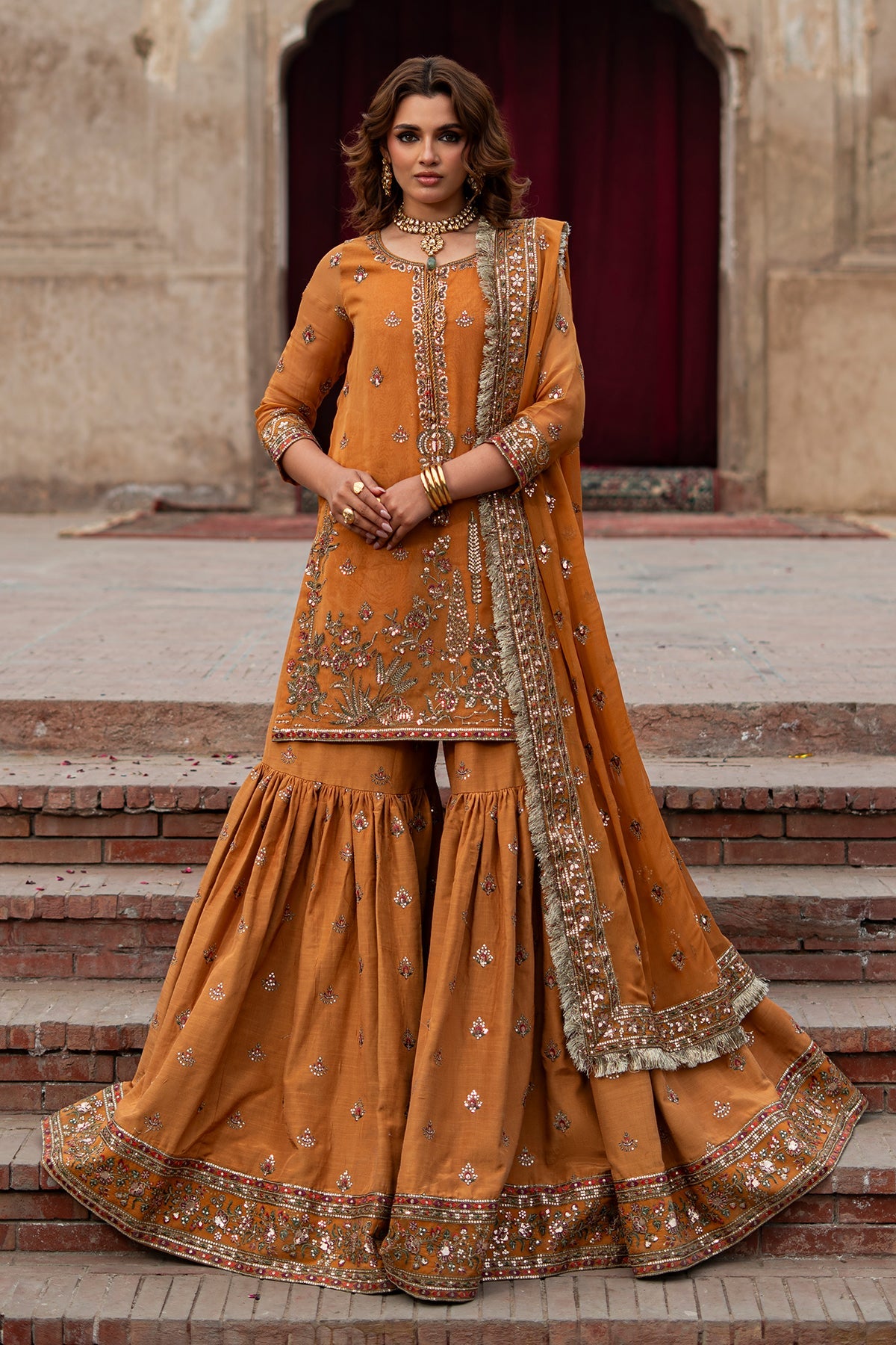 AAA Charizma original Eid Collection chiffon fabric gharara raw silk collection