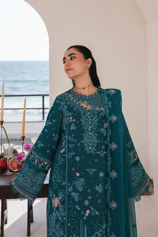 AA1 Qalamqar original brand Stitched 3-piece luxury lawn with chiffon dupata