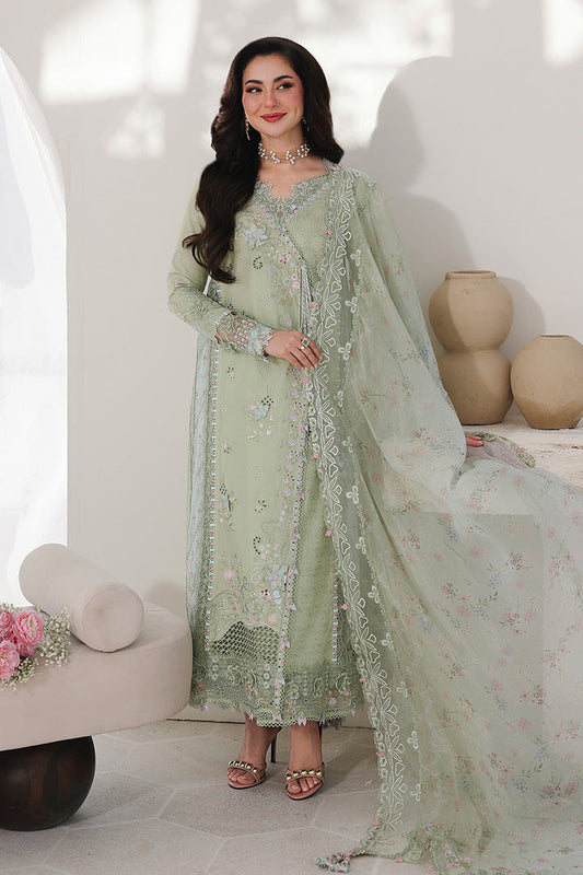 Original qalamqar summer collection brand stitched with embroidered chiffon dupata