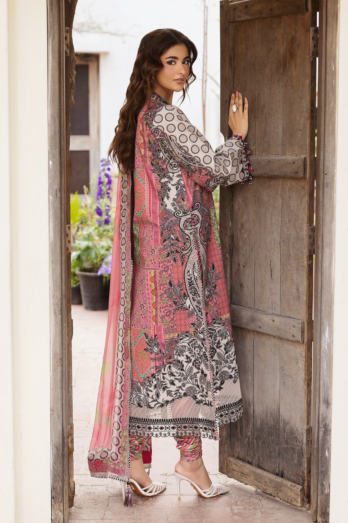 AA1 Charizma Original Brand stitched Embroidered Lawn 3-piece  with chiffon dupata