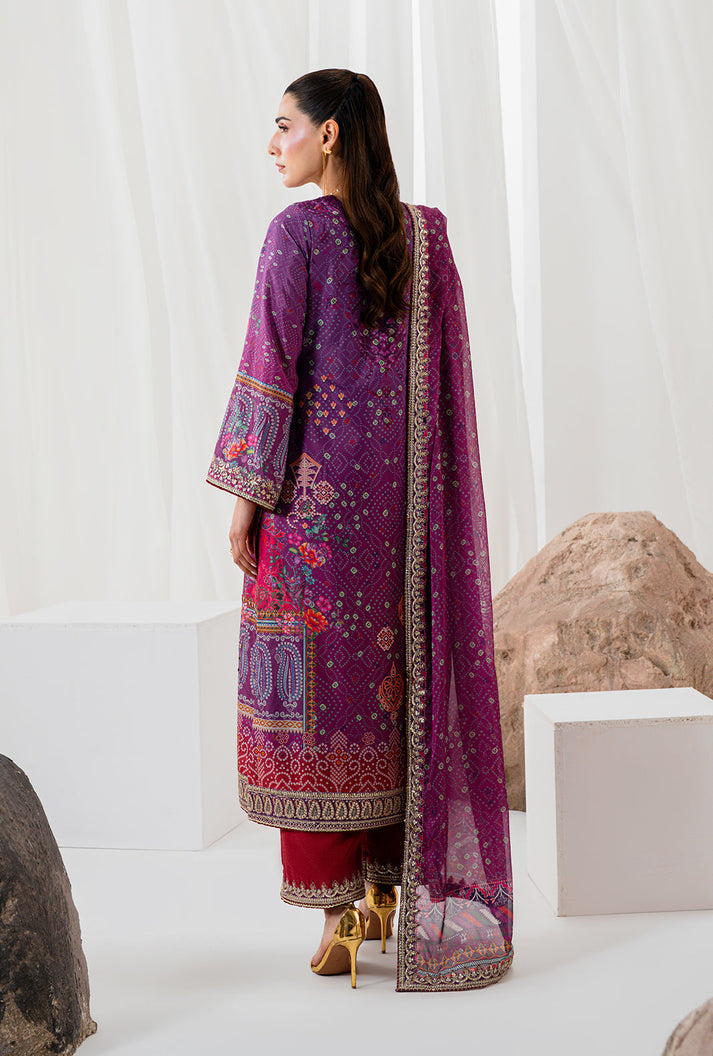 AA1 Original Crepesilk embroidered with adda work embellishement 3-piece with embedded silk dupata