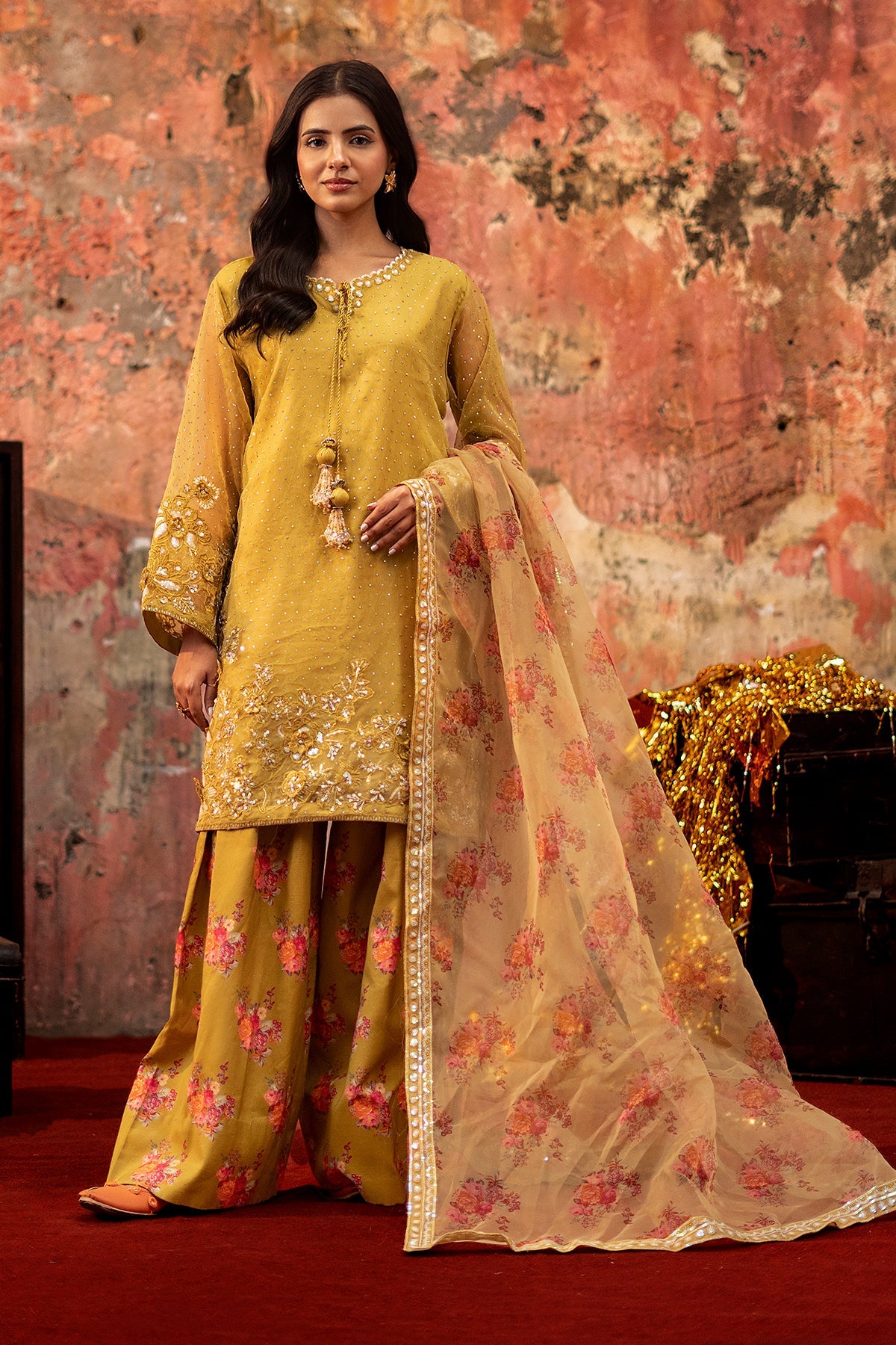 Charizma Original Embroidered with adda work details 3-piece ready to wear