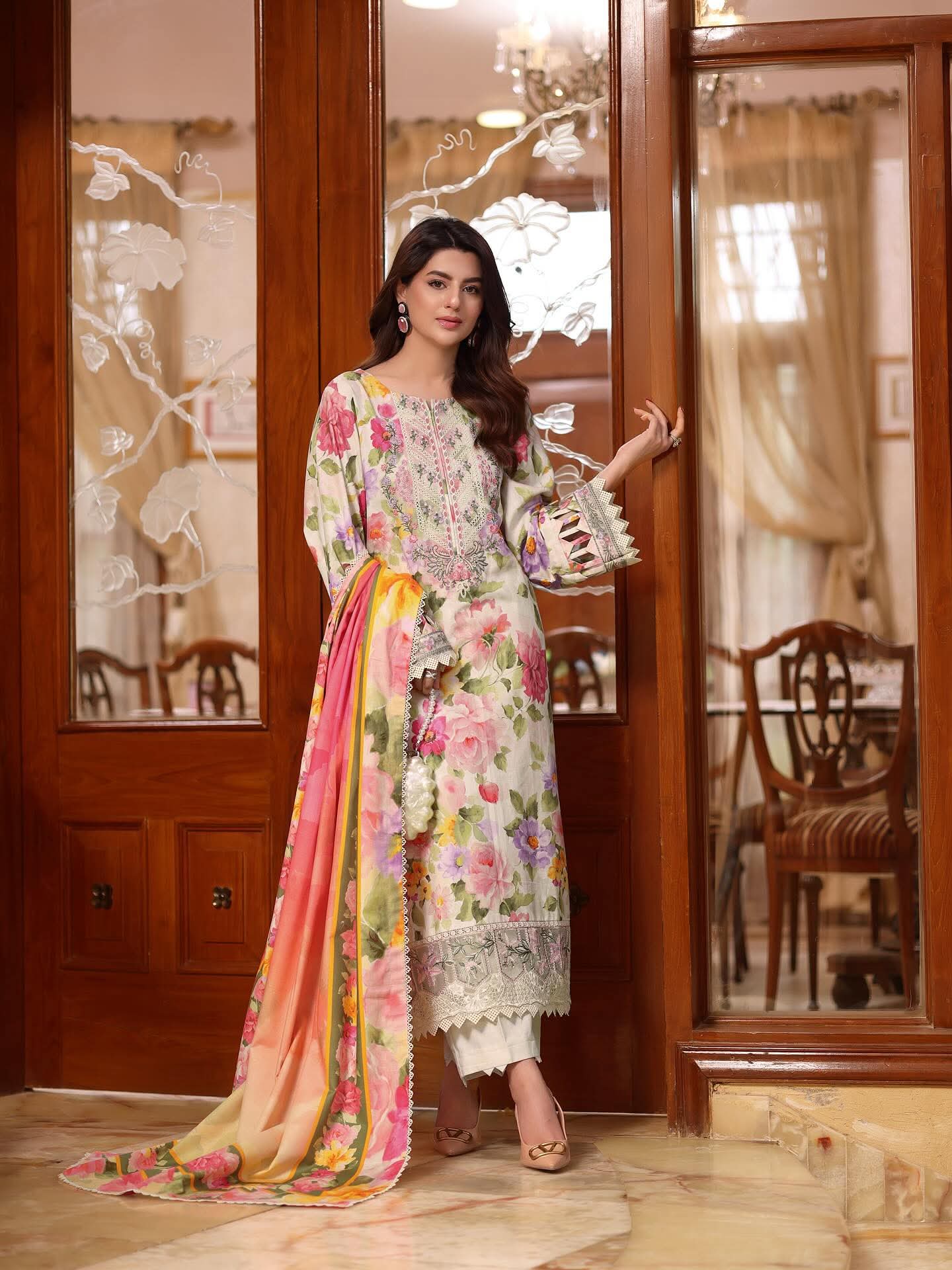Aneela's original khaddar 3-piece suit with khaddar dipatta