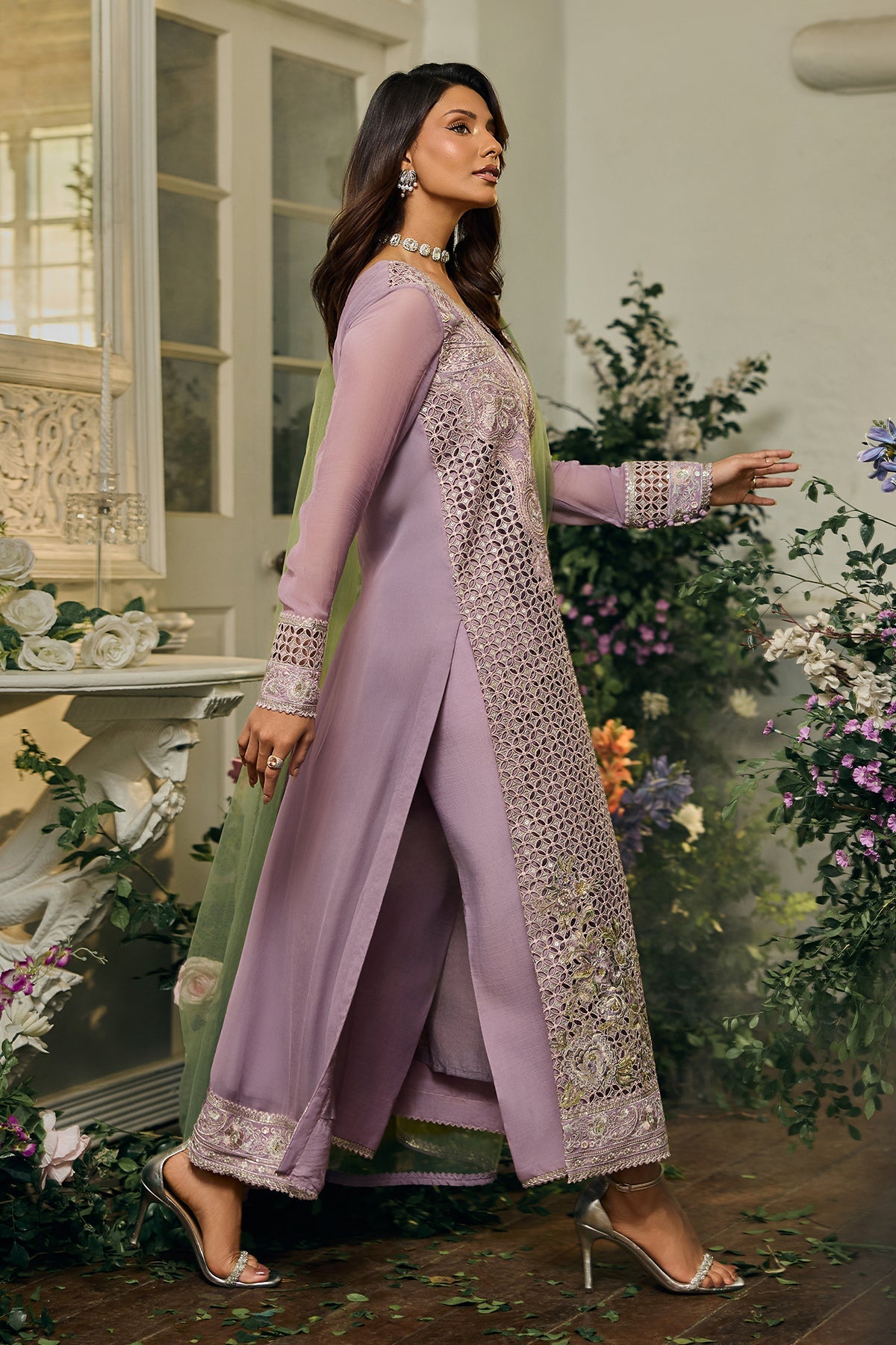 A1 Charizma brand Stitched original luxury embroidered Cline chiffon collection with soft net  dupata embroidered same like pic