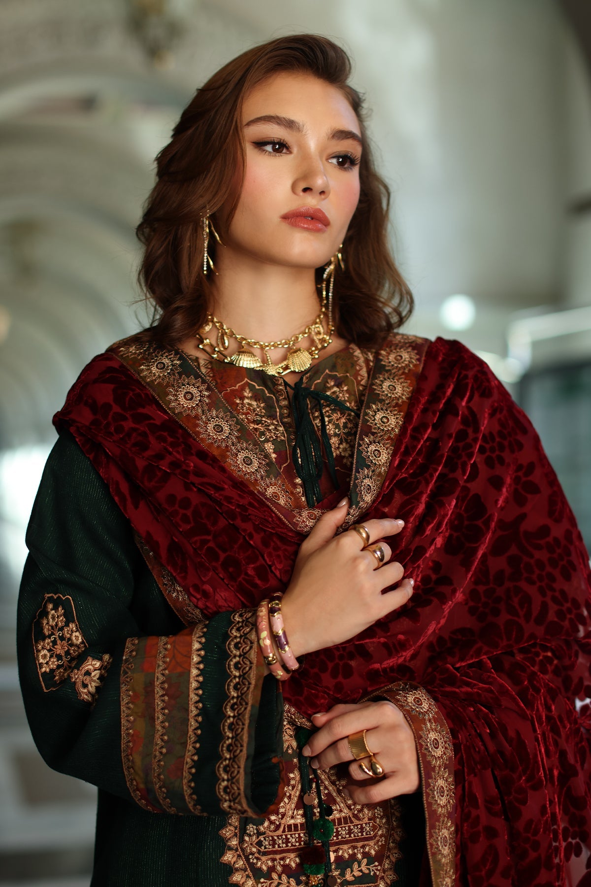 AAA Original by charizma brand stitched Peach Leather fabric with palachi Shawl 3-piece shirt length 46 to 47"