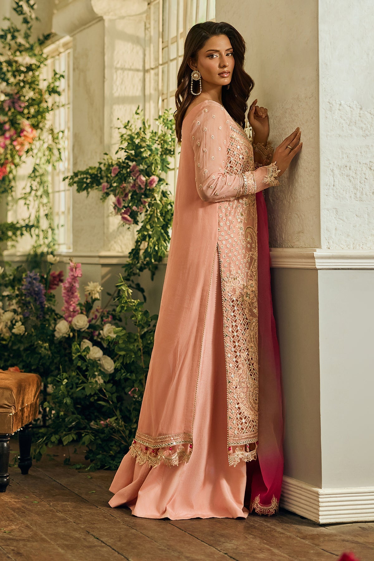 A1 Charizma brand Stitched original luxury embroidered Cline chiffon collection with organza dupata embroidered same like pic