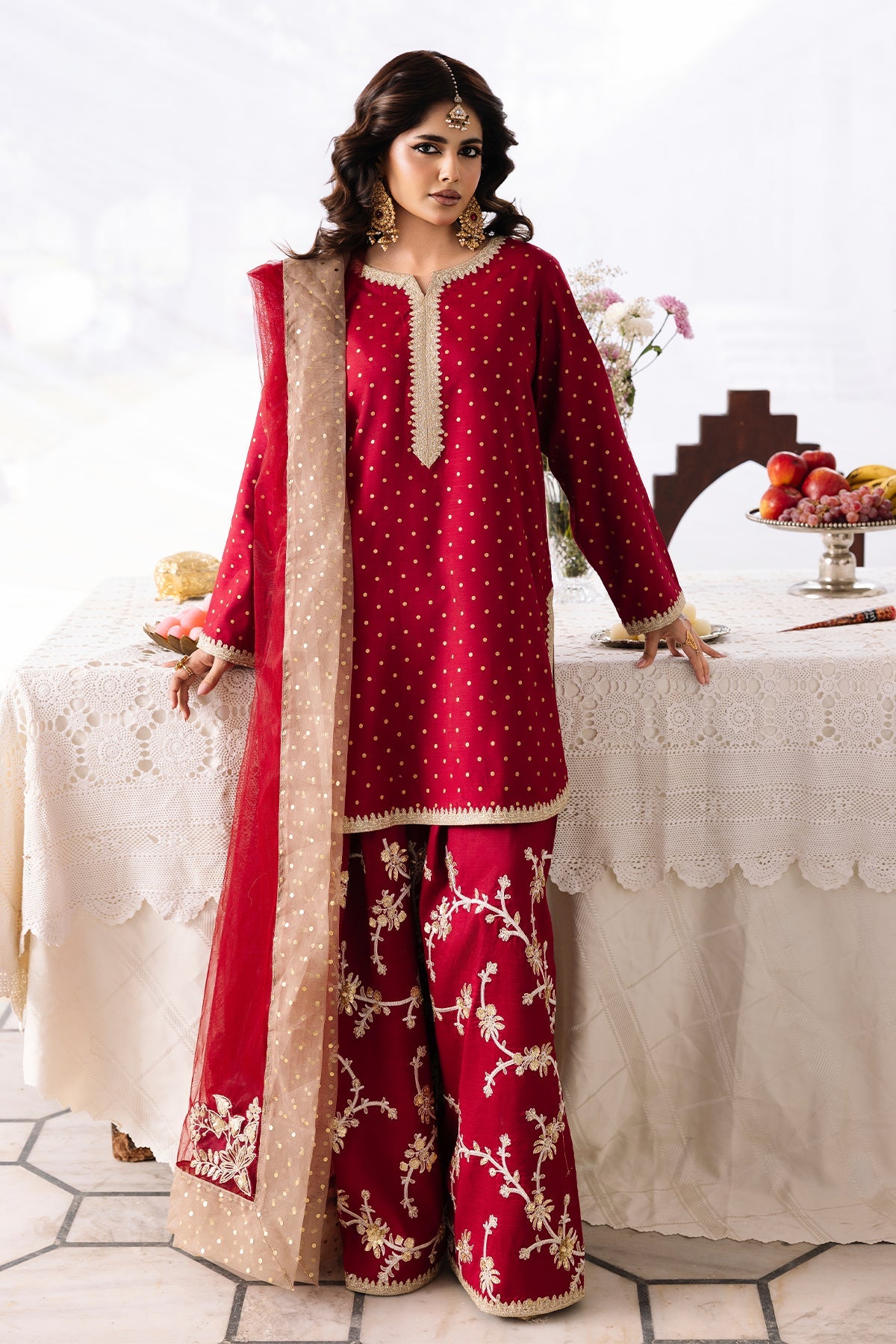 Charizma original raw silk farshi shalwar with soft net dupata