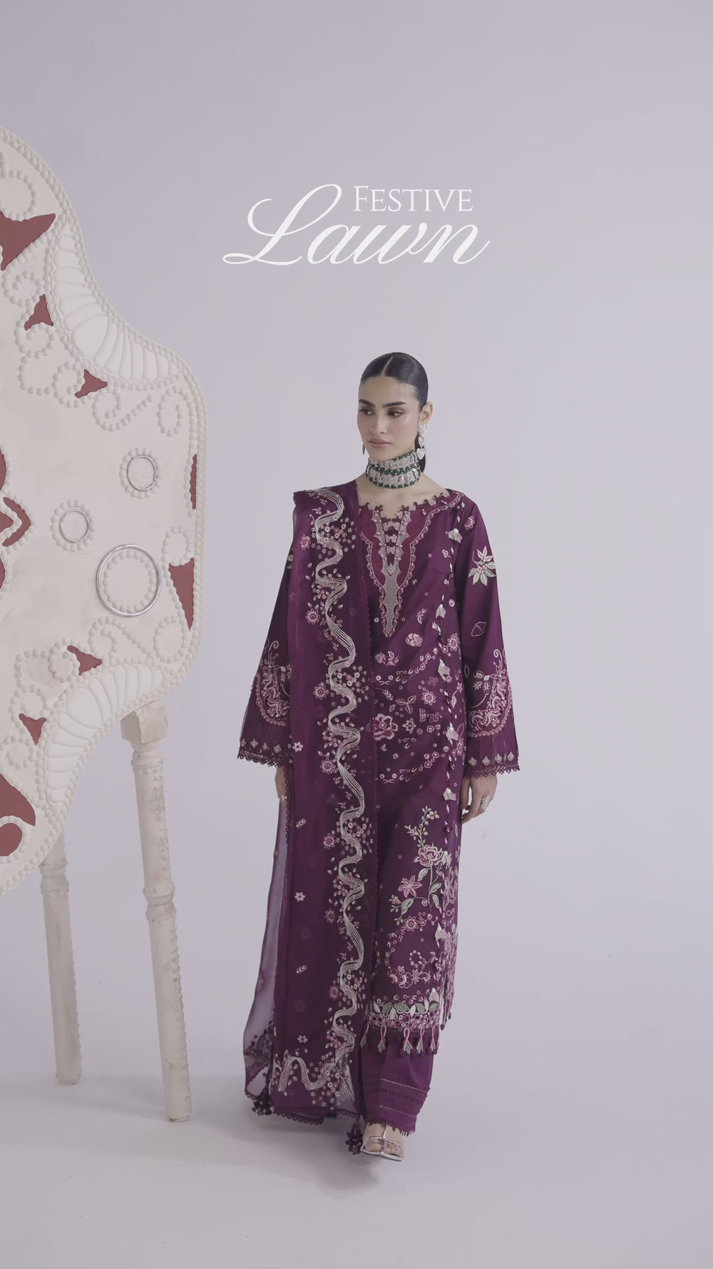 AA1 Original Qalamkar brand stitched 3-piece Luxury Lawn with Chiffon Dupatta Emberoidered embellished Dress.