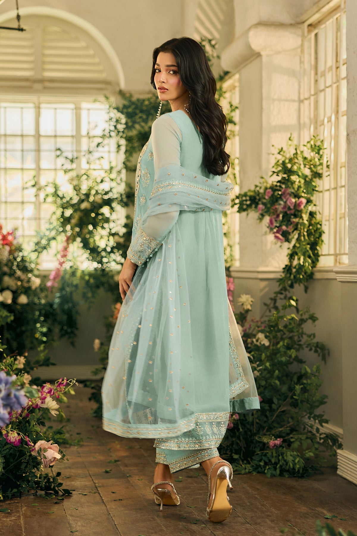 A1 Charizma brand Stitched original luxury embroidered Cline chiffon collection with net dupata dupata embroidered same like pic