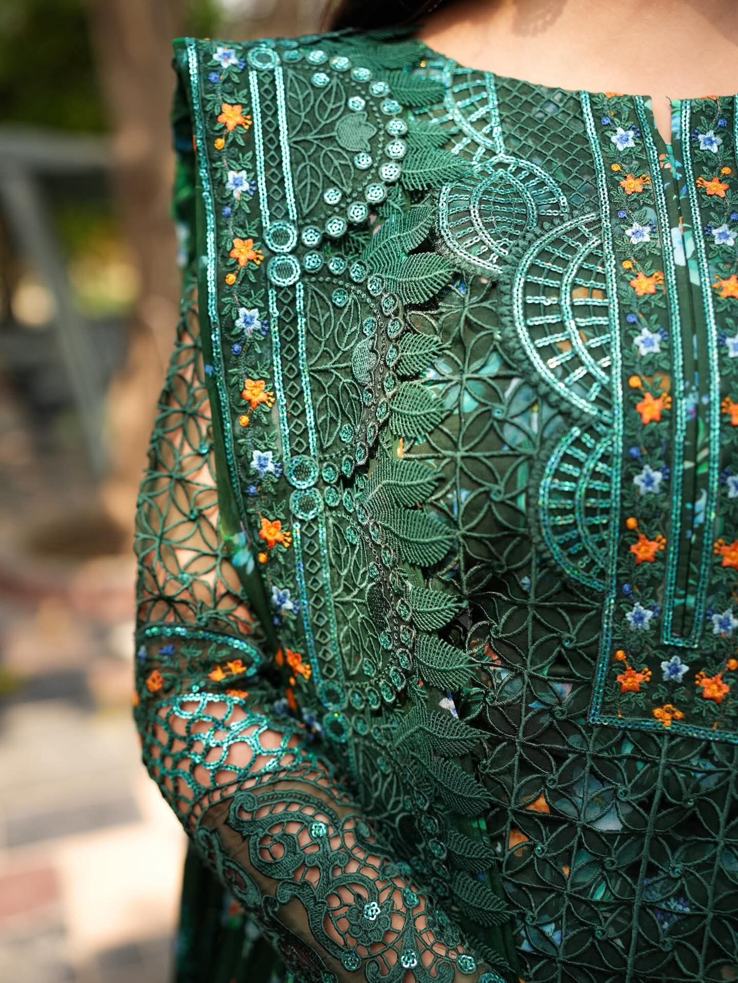 Aneela's original partywear shirt organza dupata chiffon trouser and lining lawn fabric