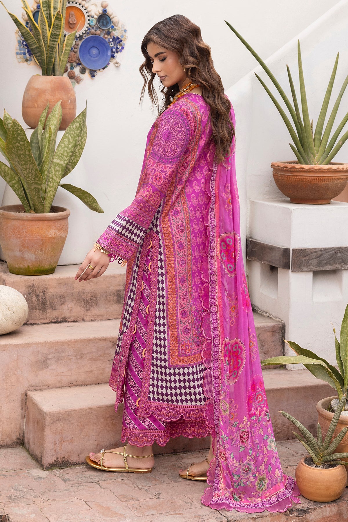 AA1 Original by charizma brand stitched 3-piece Embroidered lawn with chiffon dupata