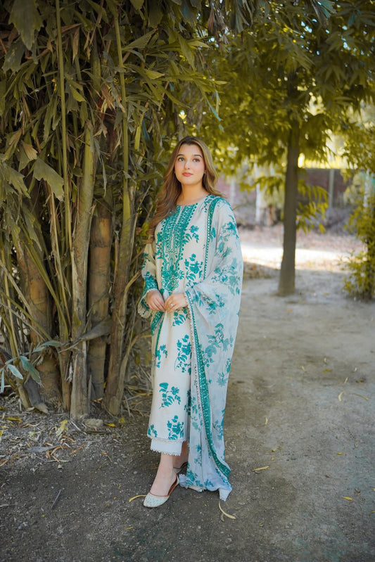 Aneela's original winter wear kotrai fabric with chiffon dupata