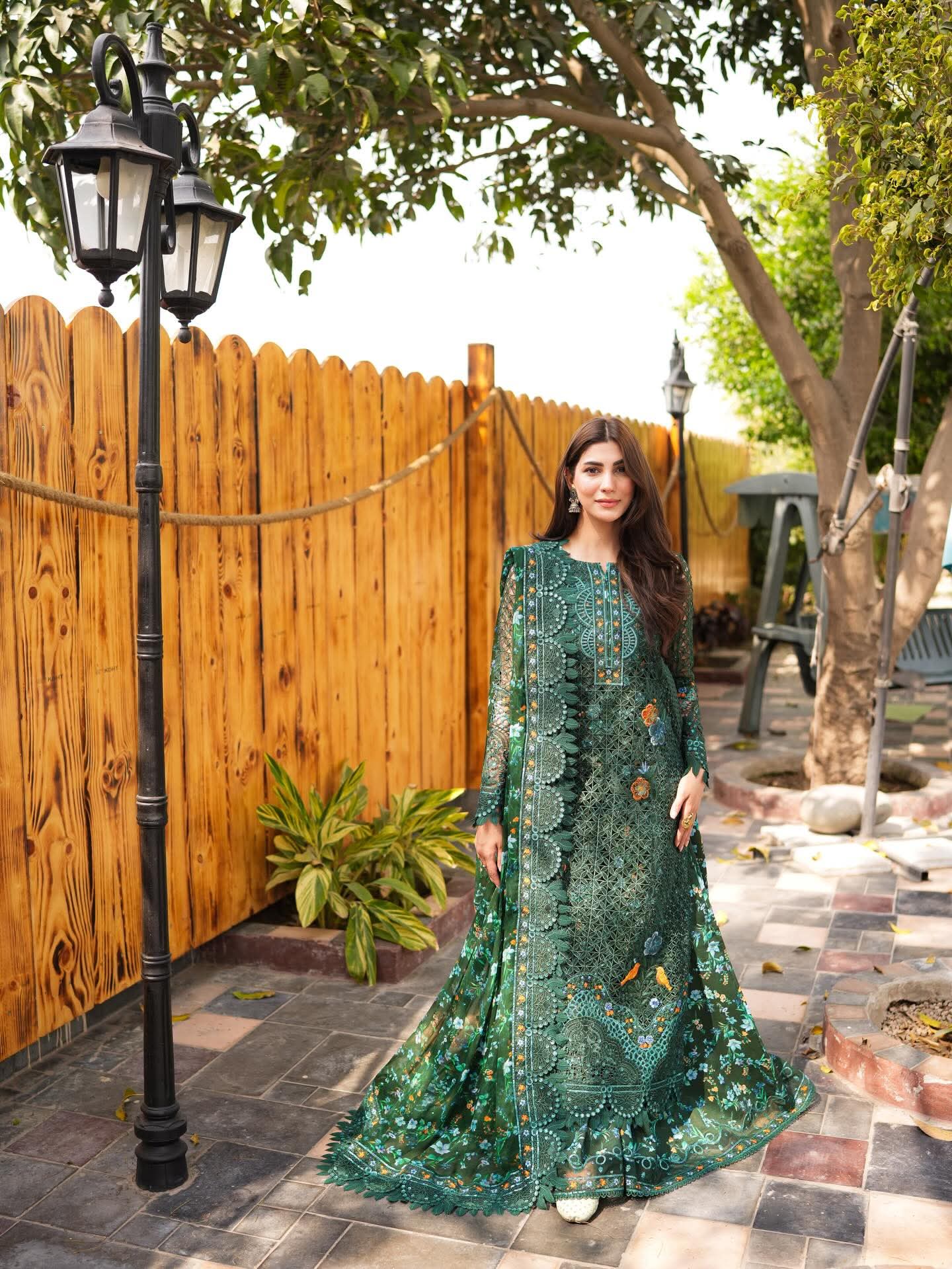 Aneela's original partywear shirt organza dupata chiffon trouser and lining lawn fabric