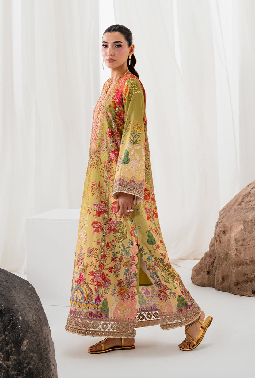 AA1 Original brand stitched  crepe silk 3piece suit with silk embroidered Dupata